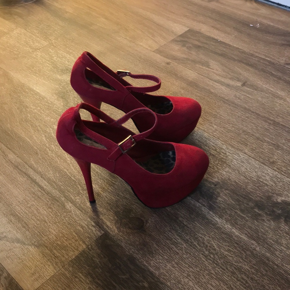 Red velvet stilettos